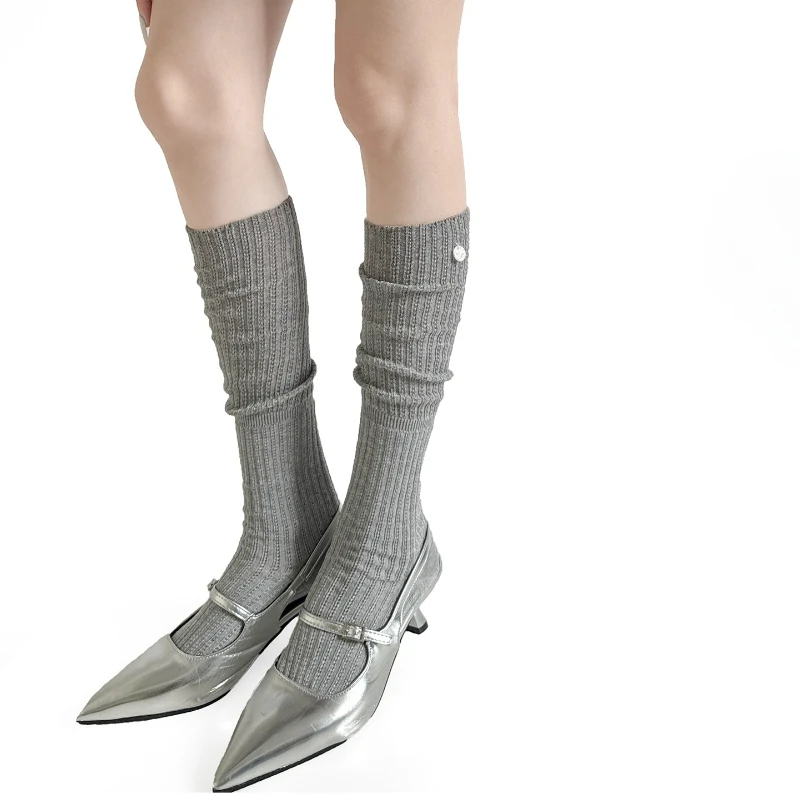 Japanese Fashion Women Stockings Knitting Calf Socks Stockings Women College Style Button School Girl Knee Socks Stockings Gifts