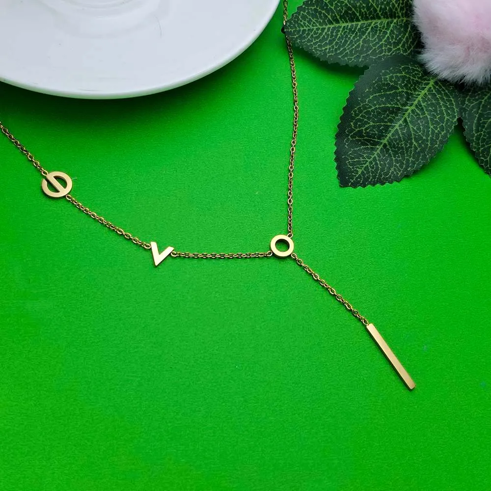 الإبداعية المألوف الحب رسالة سلسلة قلادة ثلاثة ألوان اختياري الفولاذ المقاوم للصدأ غير حساسية المرأة ارتداء المجوهرات اليومية #3