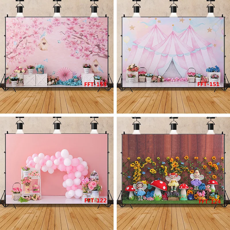 

Children Birthday Photography Backdrops 1st Baby Shower Newborn Portrait Photo Party Background Studio Prop FFT-04