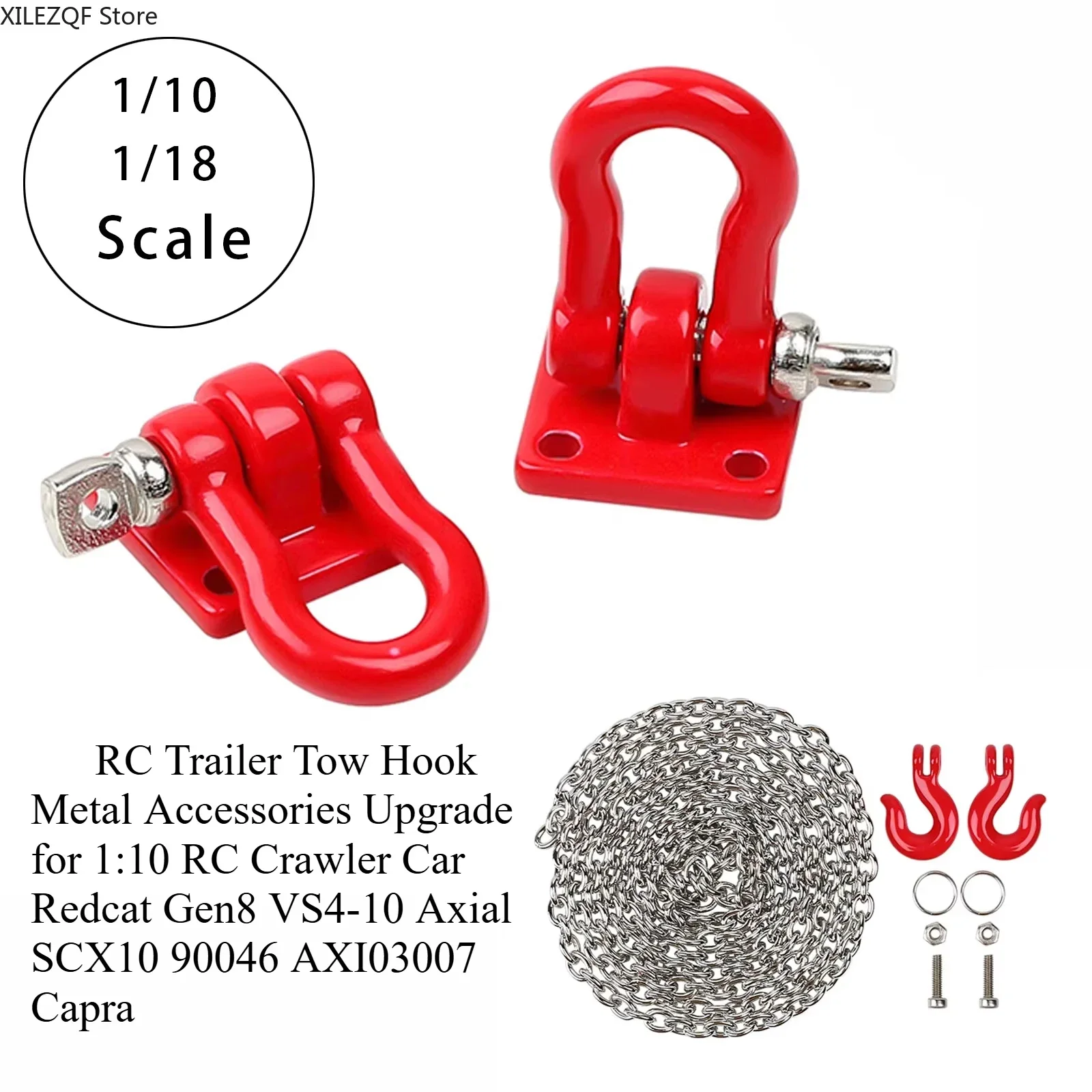 

RC Trailer Tow Hook Metal Accessories Upgrade for 1:10 RC Crawler Car Redcat Gen8 VS4-10 Axial SCX10 90046 AXI03007 Capra