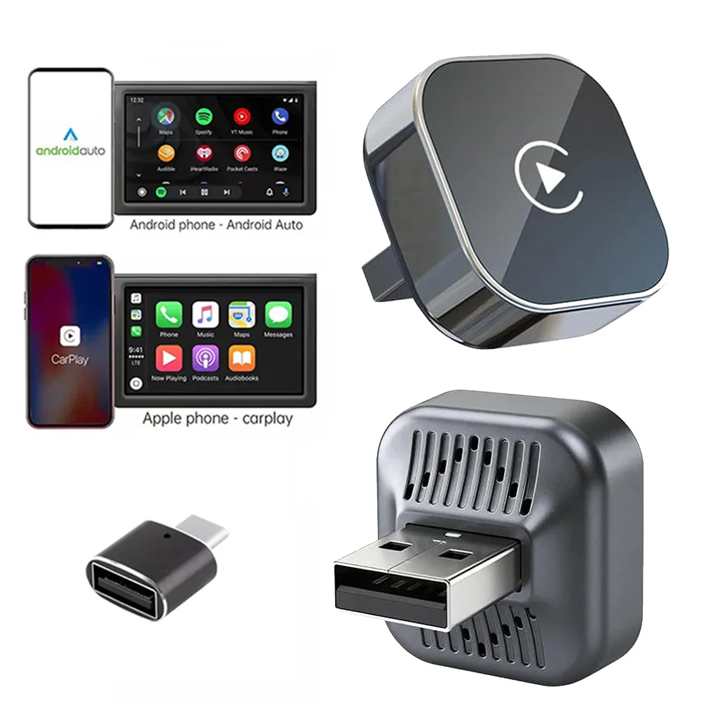 Wireless CarPlay AI Box Android Auto Adapter 2 in 1 Smart Dongle For Wired CarPlay Cars Fast Stable Auto Connect