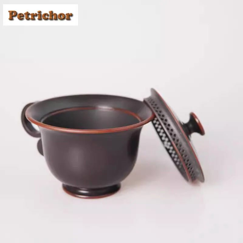 160ml Nixing Pottery With Hand-held Gaiwan Aesthetic Tea Tureen Tea Bowl With Lid Kit Tea Making Cover Bowl Tea Set Craft Gift
