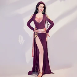Belly Dance Robe Shabbi Dance Practice Clothing for Women Long Sleeves Baladi Performance Dress Oriental Belly Dancing Outfit