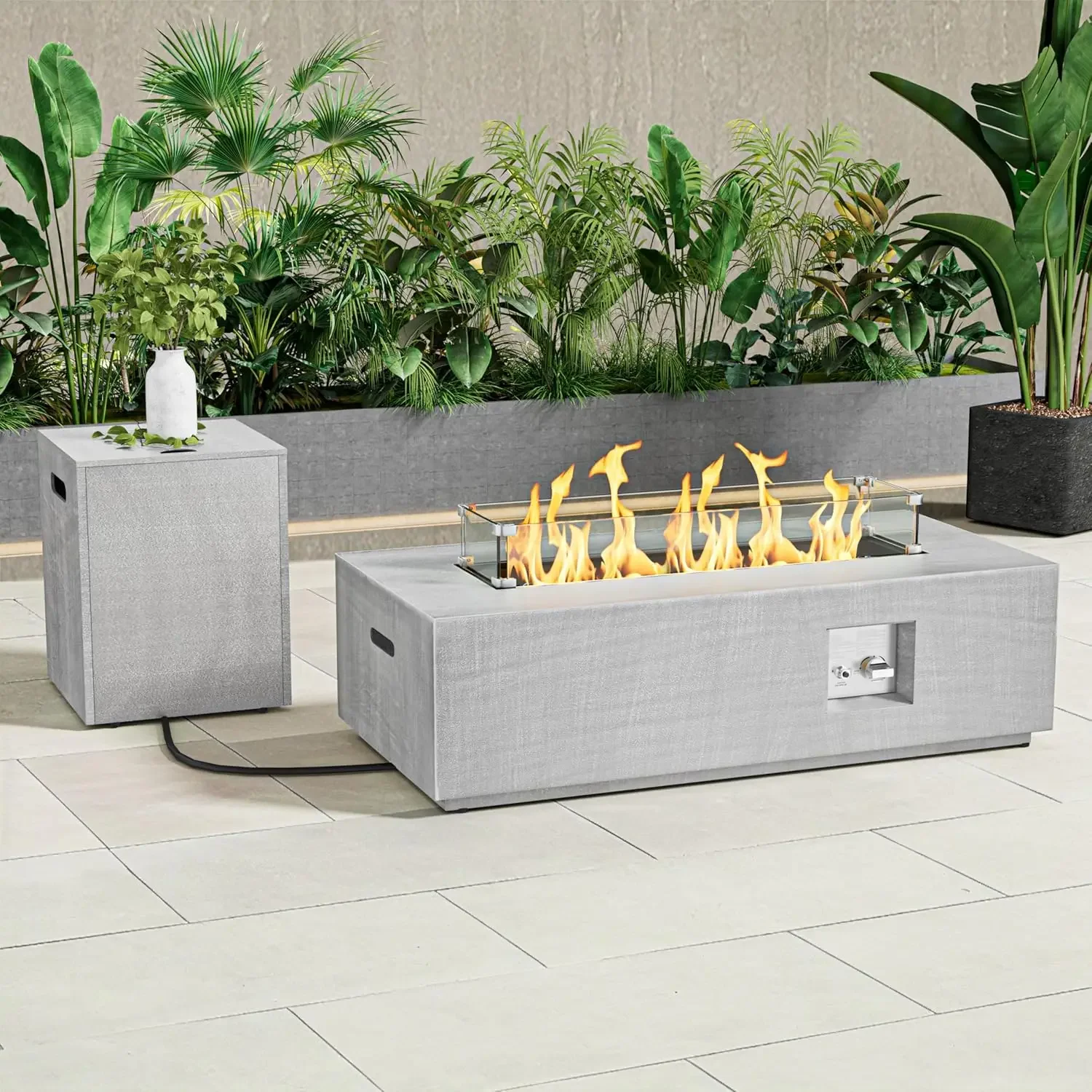 Outdoor Fire Pit Table Propane Gas Fire pits &Outdoor Fireplaces 42″ Rectangular Firepit Table, 50,000 BTU Fire Table for Patio