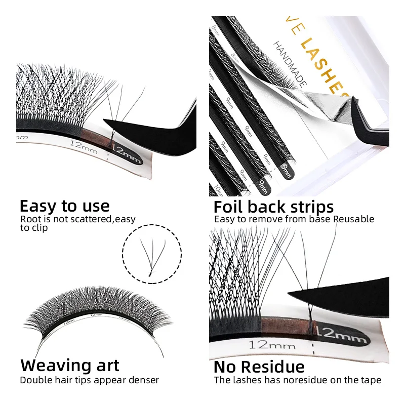 LOVE LASHES 3D W-образные ресницы, готовые вееры для объема, 0,07 C/D, наращивание ресниц с завитками, натуральный мягкий свет, принадлежности для