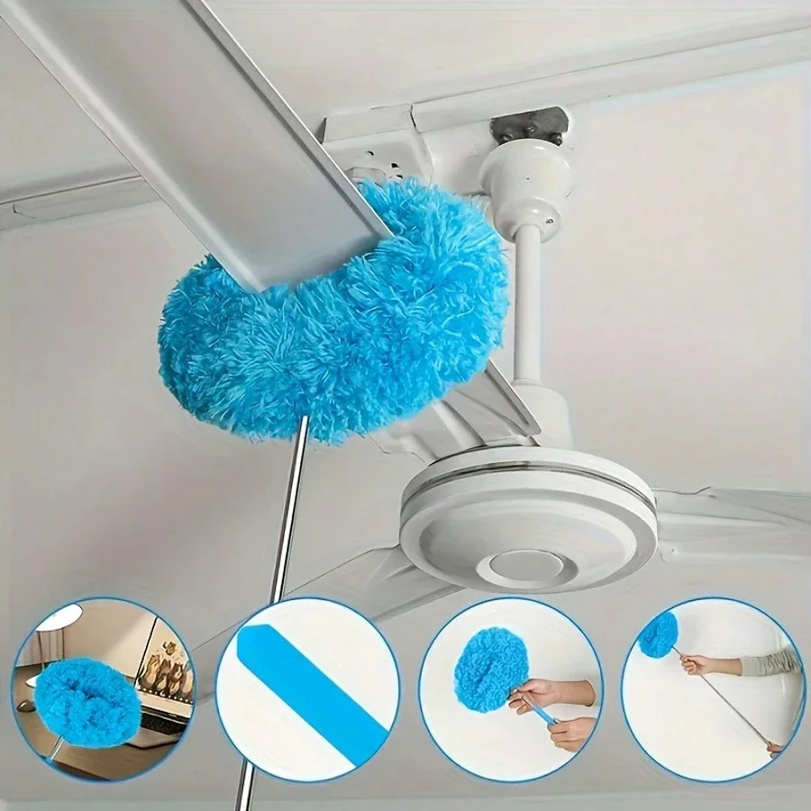 1PC Microfiber Ceiling Fan Duster Extends Up To 80cm Long Handled Dust Locking Reusable Cleaner Brush Home Cleaning Tool