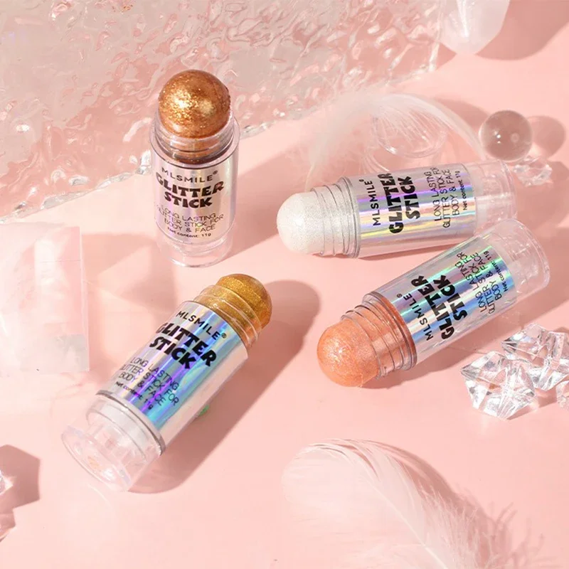 Barra iluminadora 3d em 4 cores, bastão brilhante de longa duração, contorno facial, creme bronzer, maquiagem corporal, bastão cosmético iluminador