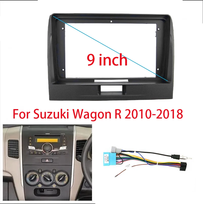 

Автомобильная GPS-навигация, стерео для Suzuki WAGON-R 2010-2018, рамка панели радиоприемника, подходит для 2Din, 9-дюймовая рамка экрана приборной панели