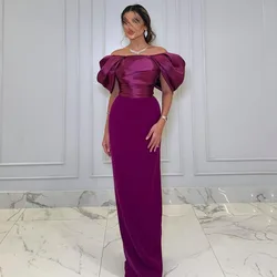 Msikoods Purple Evening Dress Off Shoulder Arabic Formal  Prom Gown Elegant  Long Mermaid Wedding Party Dress Women Customized