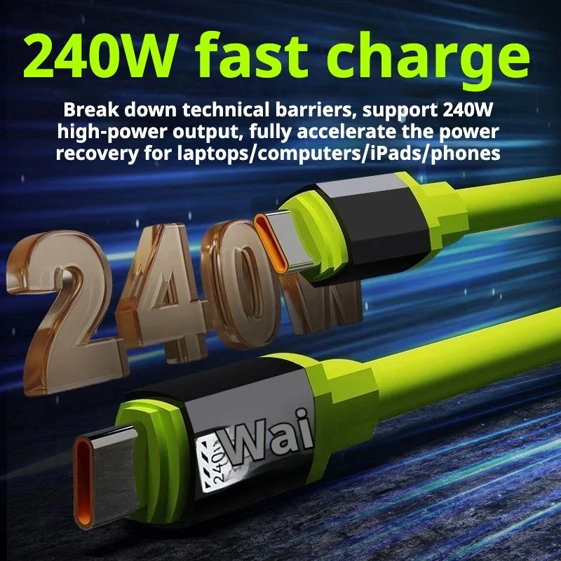 สายชาร์จเร็วแบบ Type C to Type C กำลังไฟสูง 240W สำหรับ Xiaomi Huawei OPPO iPhone 15 16 17 และ Samsung