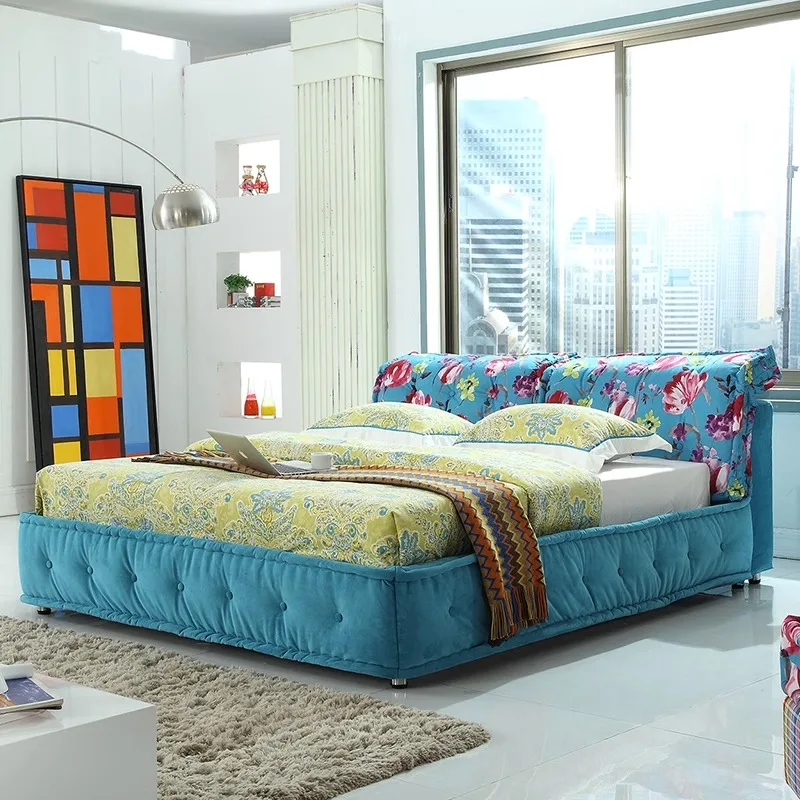 Fabric Bed Double 1.8m Wedding Modern and Simple Fully Disassembled and Washed Fabric Bed Pneumatic Storage Soft Bed
