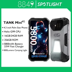 8849 Tank Mini wytrzymały smartfon 16/24 GB 256 GB 5800 mAh100 MP aparat Android 13 telefon komórkowy 4,3 cala wodoodporny telefon komórkowy