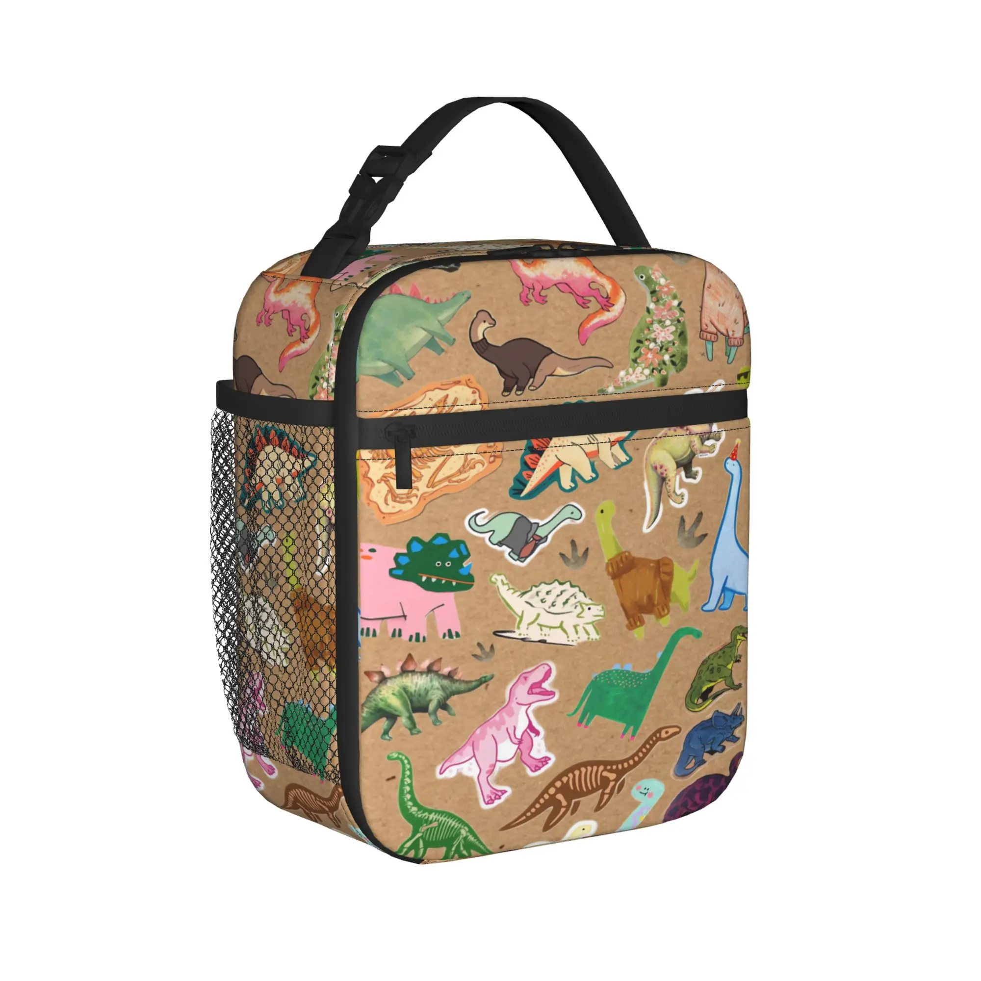 Popular Cartoon Dinosaur Lunch Bag  Outdoor Picnic Lunch Box For Women Thermal Lunch Bags Oxford Portable Zipper Cooler Bag