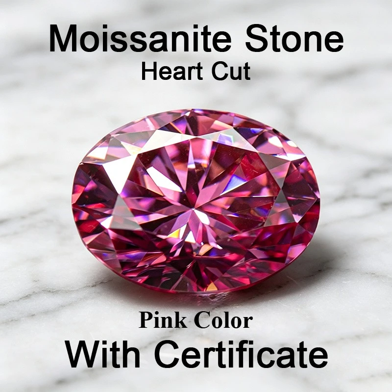 Moissanite Stone Oval Cut Pink Color Lab Grown Gemstone for DIY Jewelry Making Materials Pass Diamond Tester with Certificate