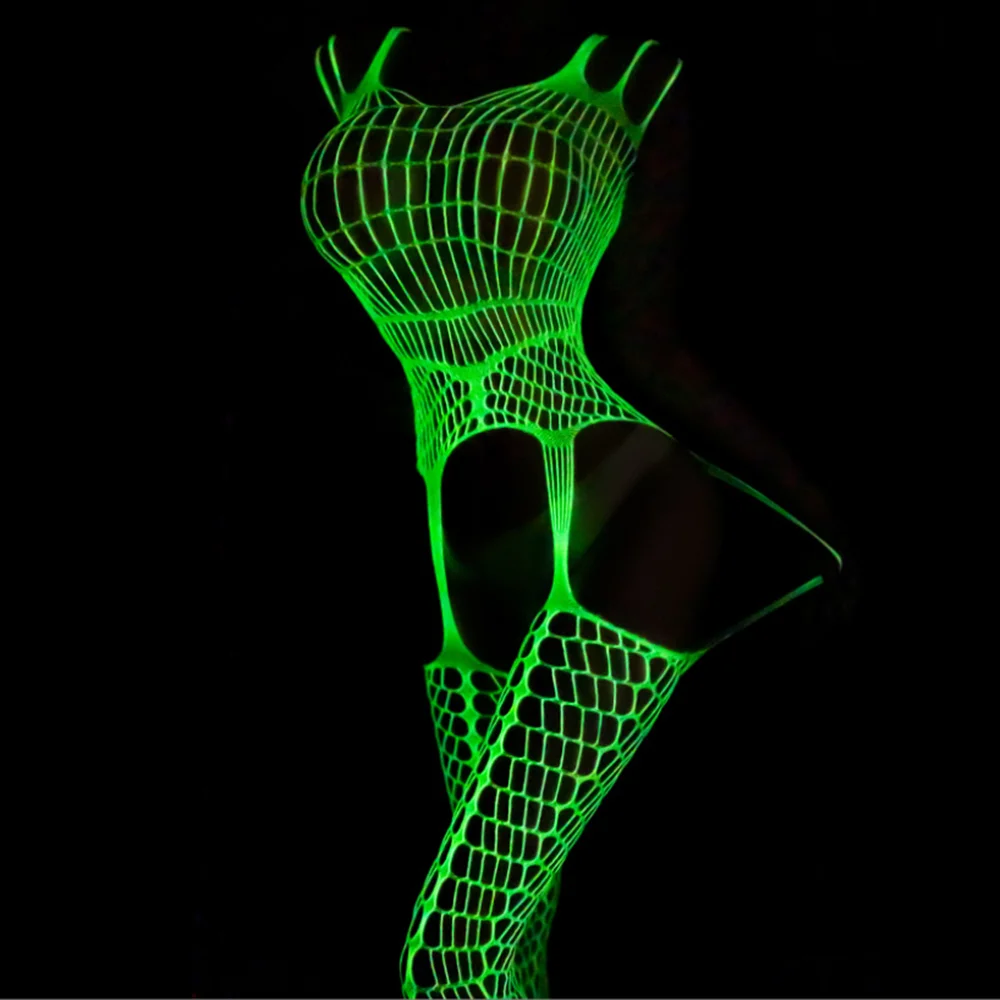 Luminous Open-Crotch Bodysuit Women's Sexy Lingerie Intimate Underwear Erotic Teddy Bodystocking for Hot Sex Costumes