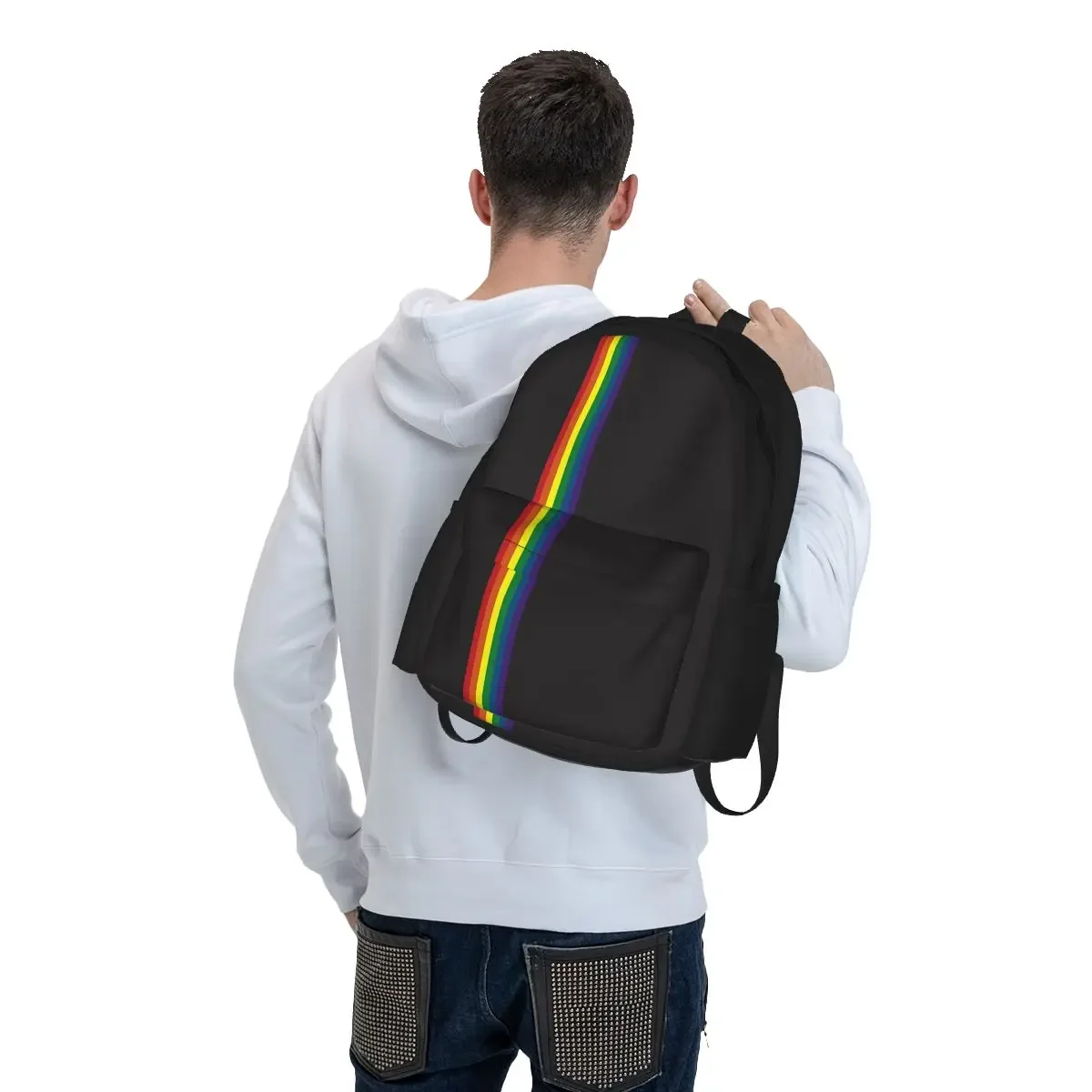 Sacs à dos arc-en-ciel Pride pour enfants, cartable noir pour garçons et filles, sacs d'école pour enfants, sac à dos de dessin animé pour enfants, sac à dos de voyage initié