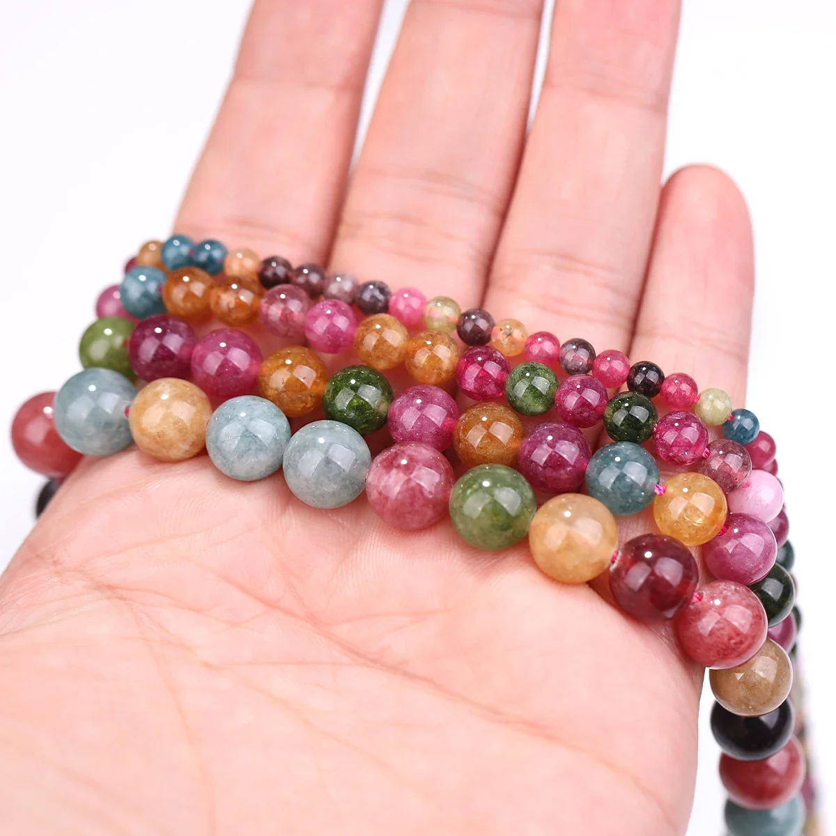 Natürliche Stein Bunte Turmalin Jade Runde Perlen Für Schmuck Machen DIY Armband Halskette Ohrring 4/6/8/10mm