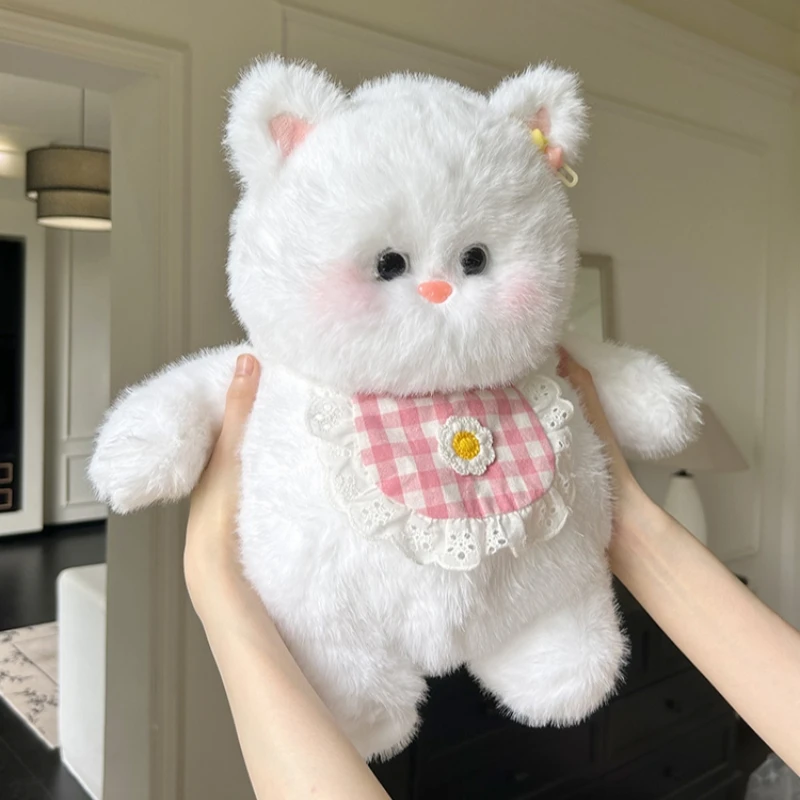 Juguete de peluche de gato blanco de 35cm, figuras de Anime para niña, decoración de habitación Kawaii, regalo de Navidad para niños