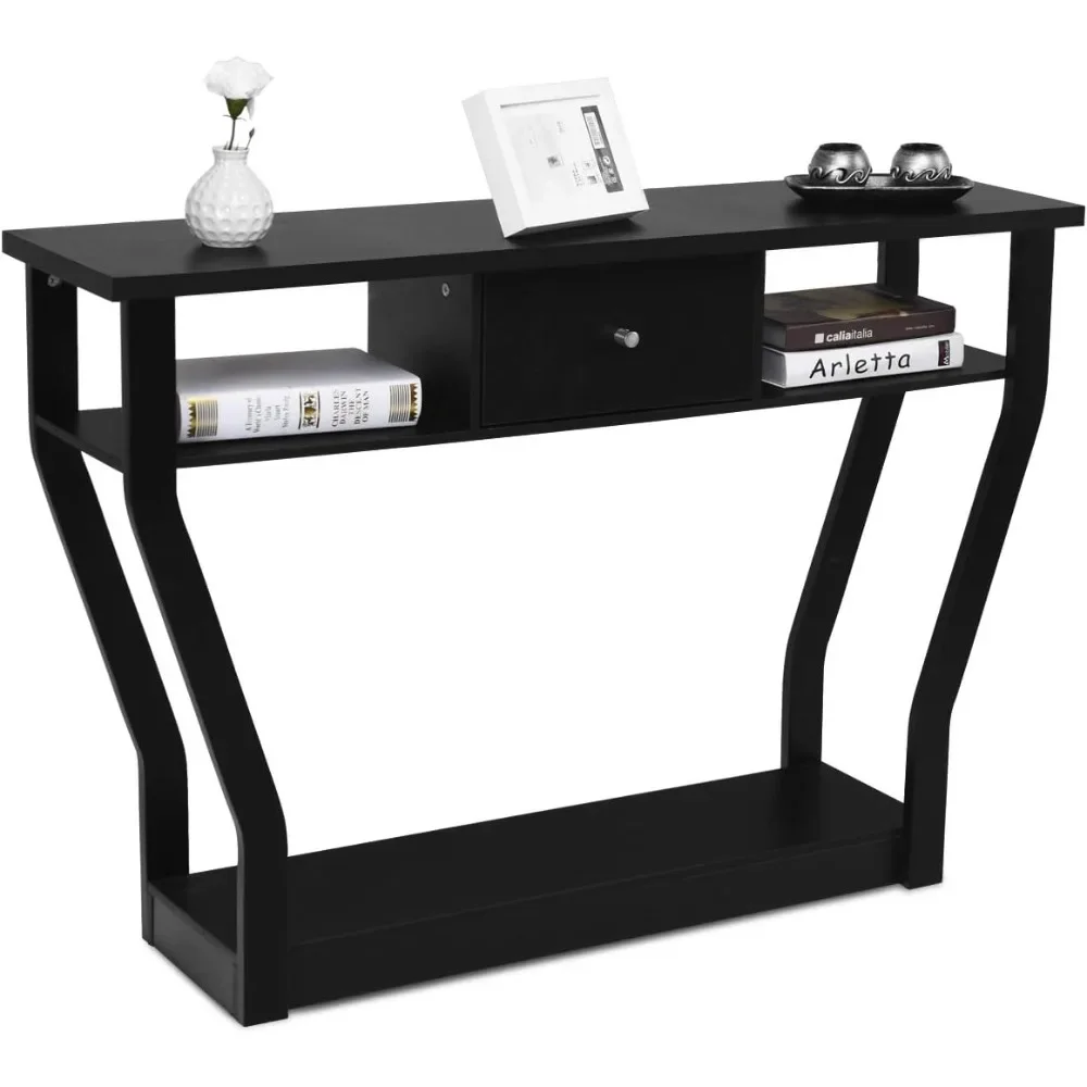 

Console Table Modern Easy Assembly Entryway Table w/Storage Drawer and Bottom Shelf for Hallway, Living Room, Bedroom