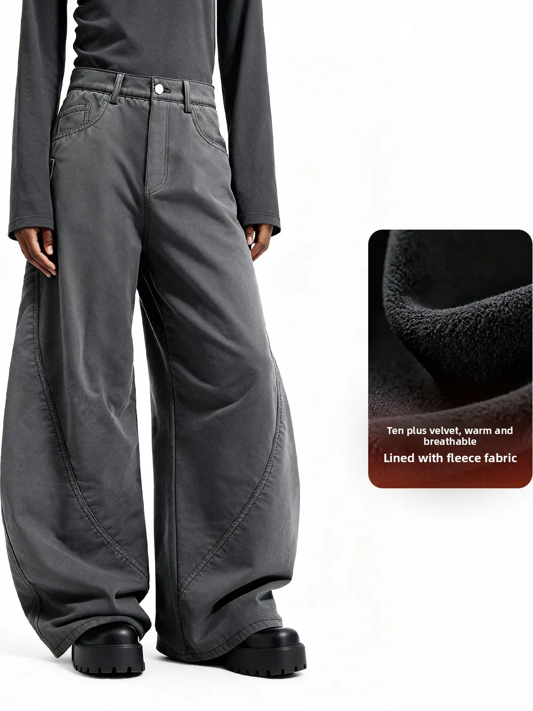 

Brave Flng Fce Lined Workwear Pants Men's Casual Warm Straight Leg Trousers Street Sle Winter Faion New Trend Brand