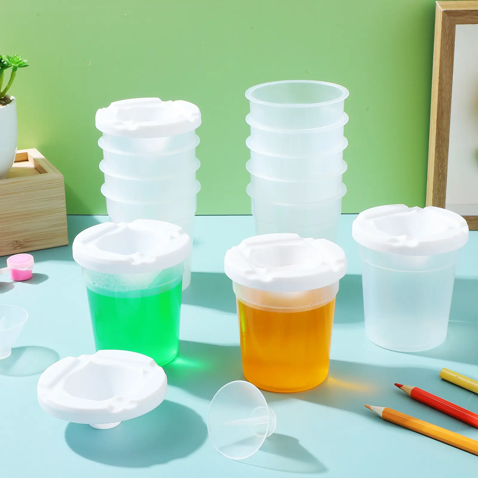12 pcs Halloween Christmas New Year No Spill Paint Cups Paint Cup Mini Paint Container Empty Paint Containers Anti