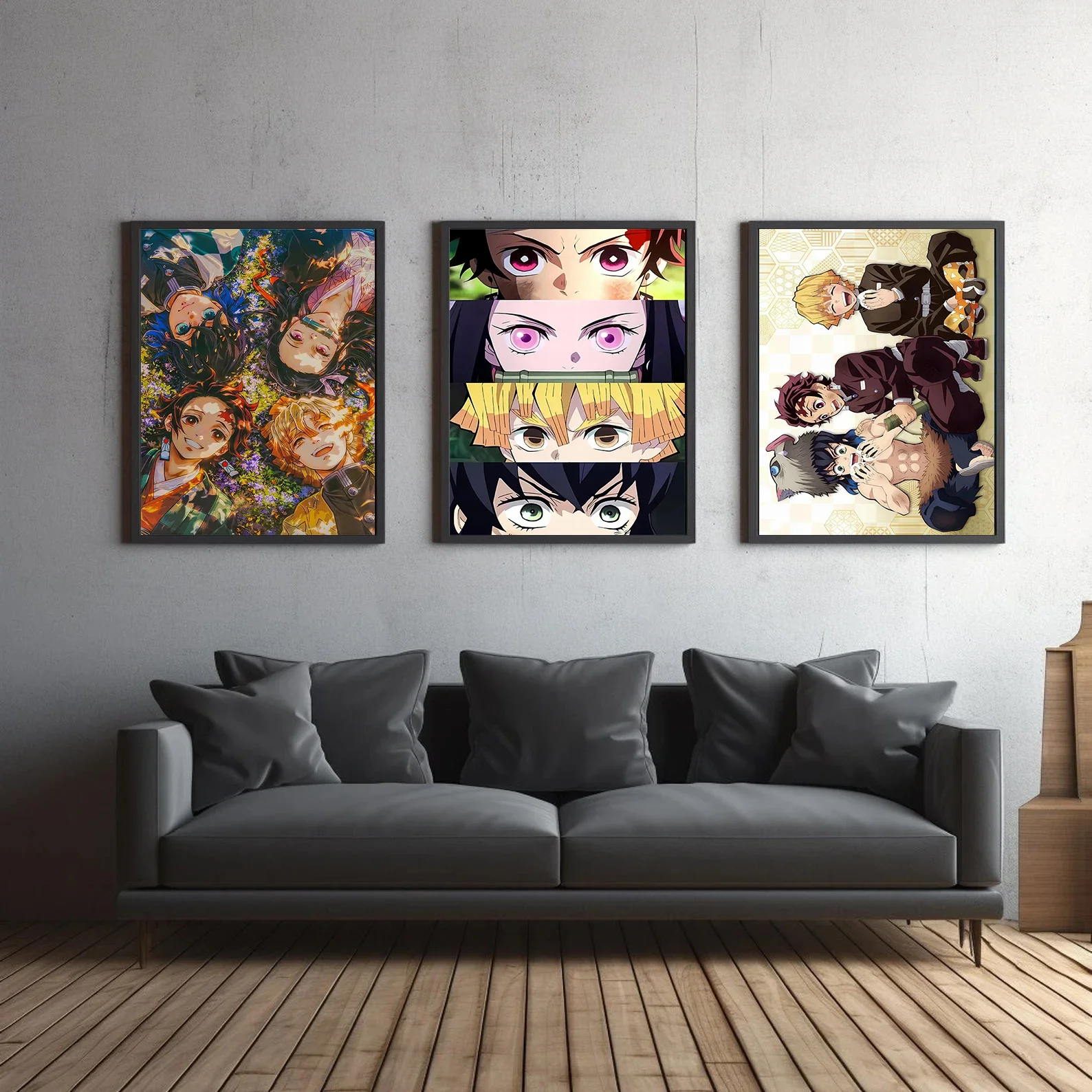 Tanjiro Demon Slayer Anime Self-adhesive Poster Wallpaper Zenitsu Figures Home Decoration Painting Nezuko Art Bedroom Decor Gift