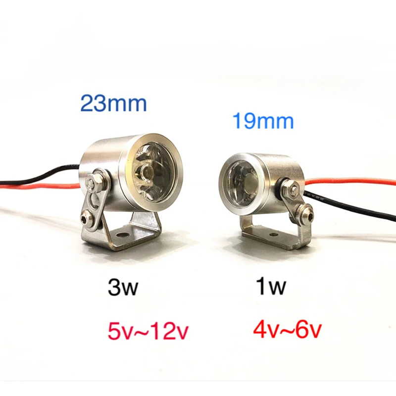 1W/3W LED RC Model Car Light Spotlight with Bracket for 1/10 RC Crawler Car Traxxas TRX4 Defender AXIAL SCX10 II 90046 RC4WD