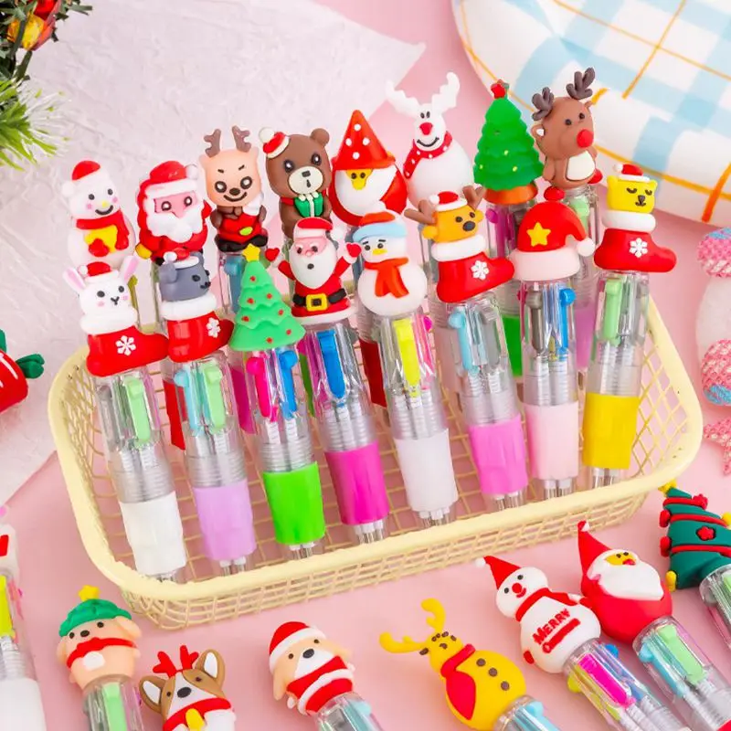 5/10/20pcs Cute Christmas Ballpoint Pen Santa Elk Snowman Cartoon Doll Pen Decor Christmas Party Gift School Office Stationery