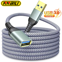 NNBILI 3m Extension Cable USB 3.0 Female To Male Extender Cord High-Speed Transmission Data Cable for PC Laptop Computer Game