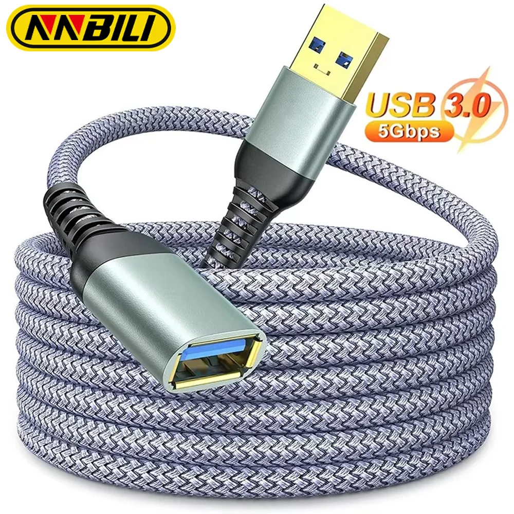 NNBILI 0.5-3m Extension Cable USB3.0 Female To Male Extender Cord High-Speed Transmission Data Cable for PC Laptop Computer Game