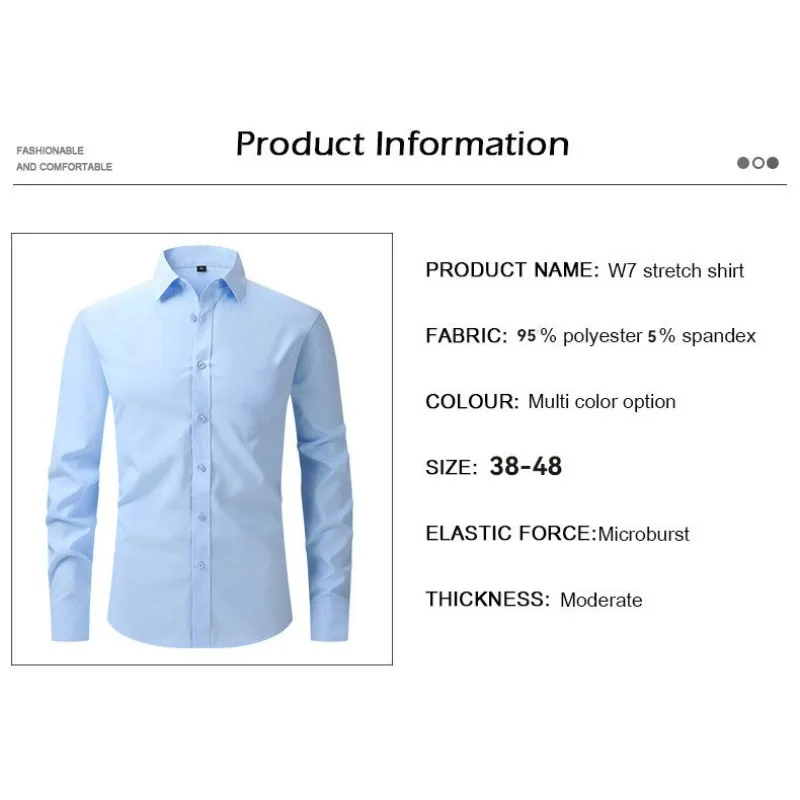 Dress White Shirts for Man Long Sleeve Autumn Elastic Tops Casual Short Sleeve Business Non Ironing High End Plus Size 8xl Shirt
