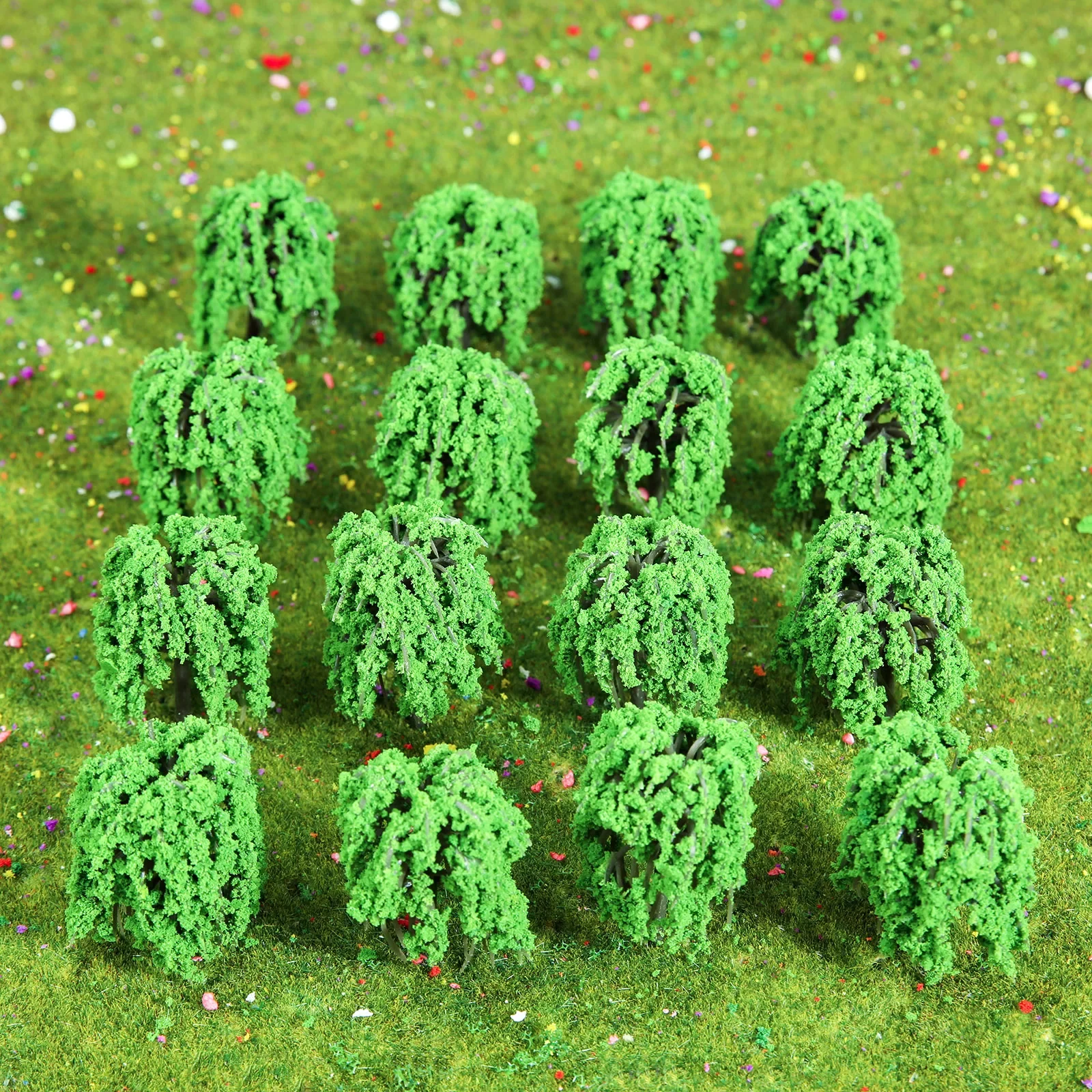 20Pc Artificial Willow Tree Model Green Miniature Scenery Landscape Model Weeping Willow Tree for Train Scenery DIY Fairy Garden