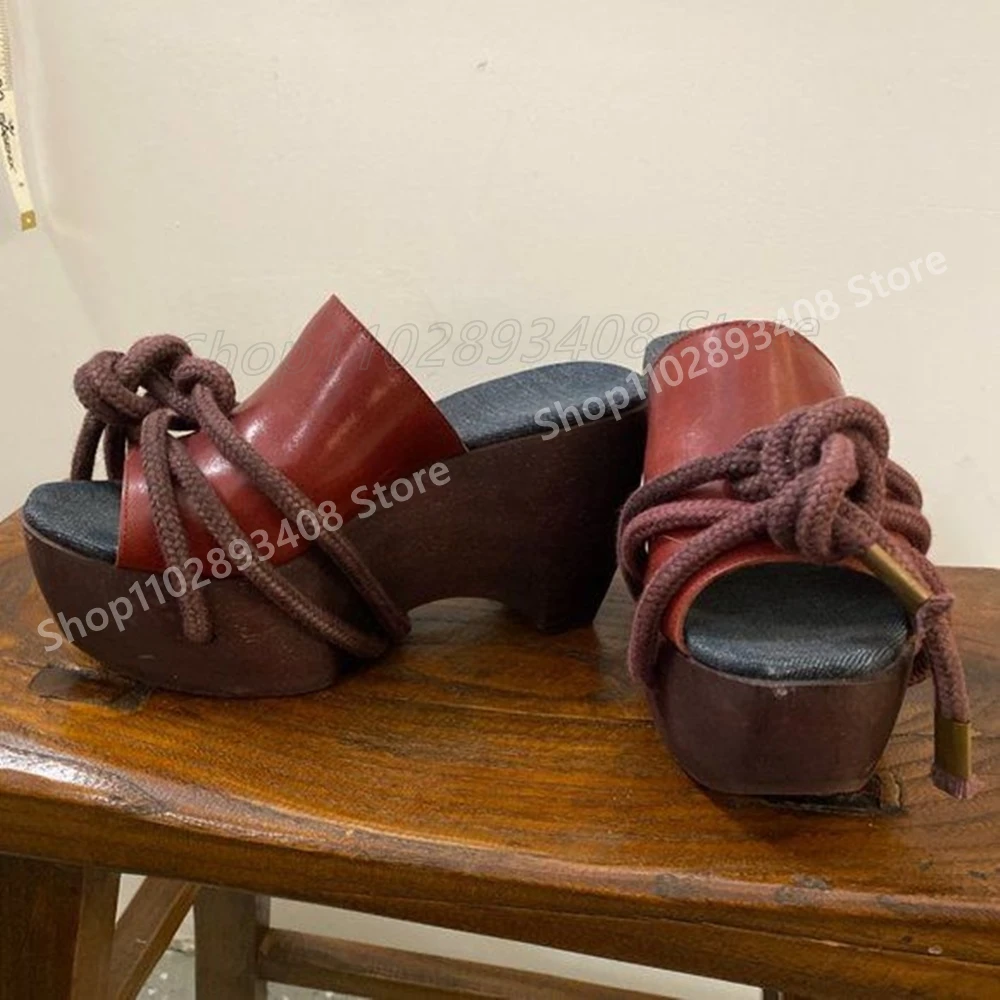 

Elegant Thick Soled Strappy Slippers Open Toe Matte Leather Chunky High Heel Sexy Women Shoes 2025 Summer Zapatos Para Mujere