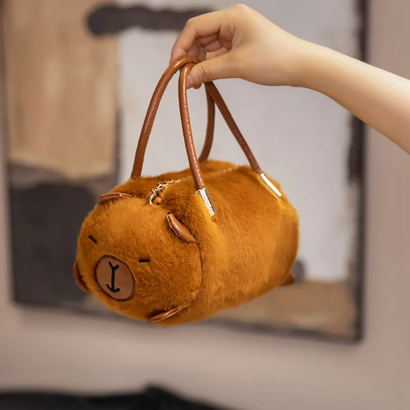Kreative Cartoon Capybara Plüsch Rucksack Lustige Capybara Umhängetasche Student Pelz Tasche Plüsch Capybara Schultasche für Kinder Geschenke