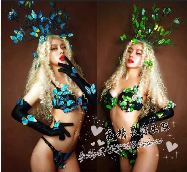 

Modern Party Butterfly Princess Sexy GoＧo DJ Singer Forest Bar Elf Performance Dress