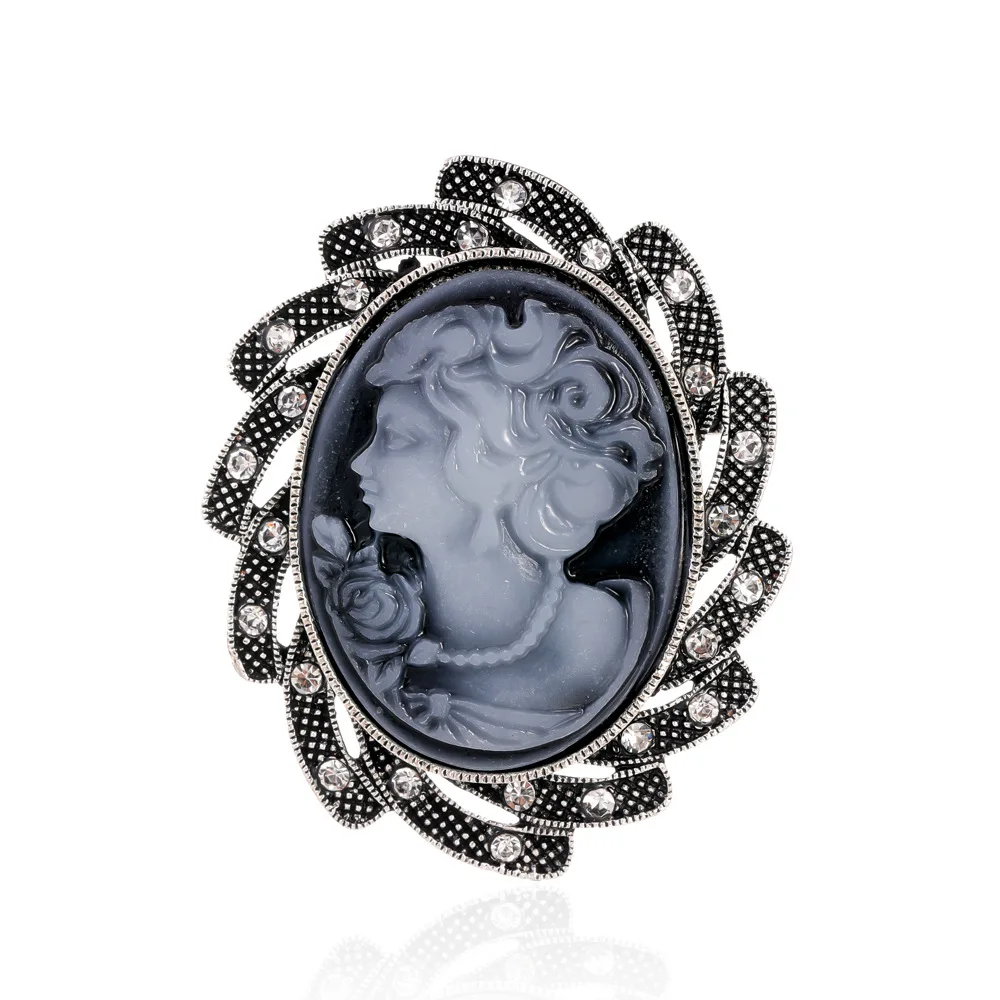 Vintage Victorian Design Queen\'s Cameo Brooch Pin, Antique Wedding Beauty Jewelry Gift, Elegant Style