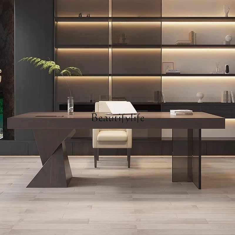 12Light Luxury Minimalist Solid Wood Desk Modern Large Desk Computer Office Desk