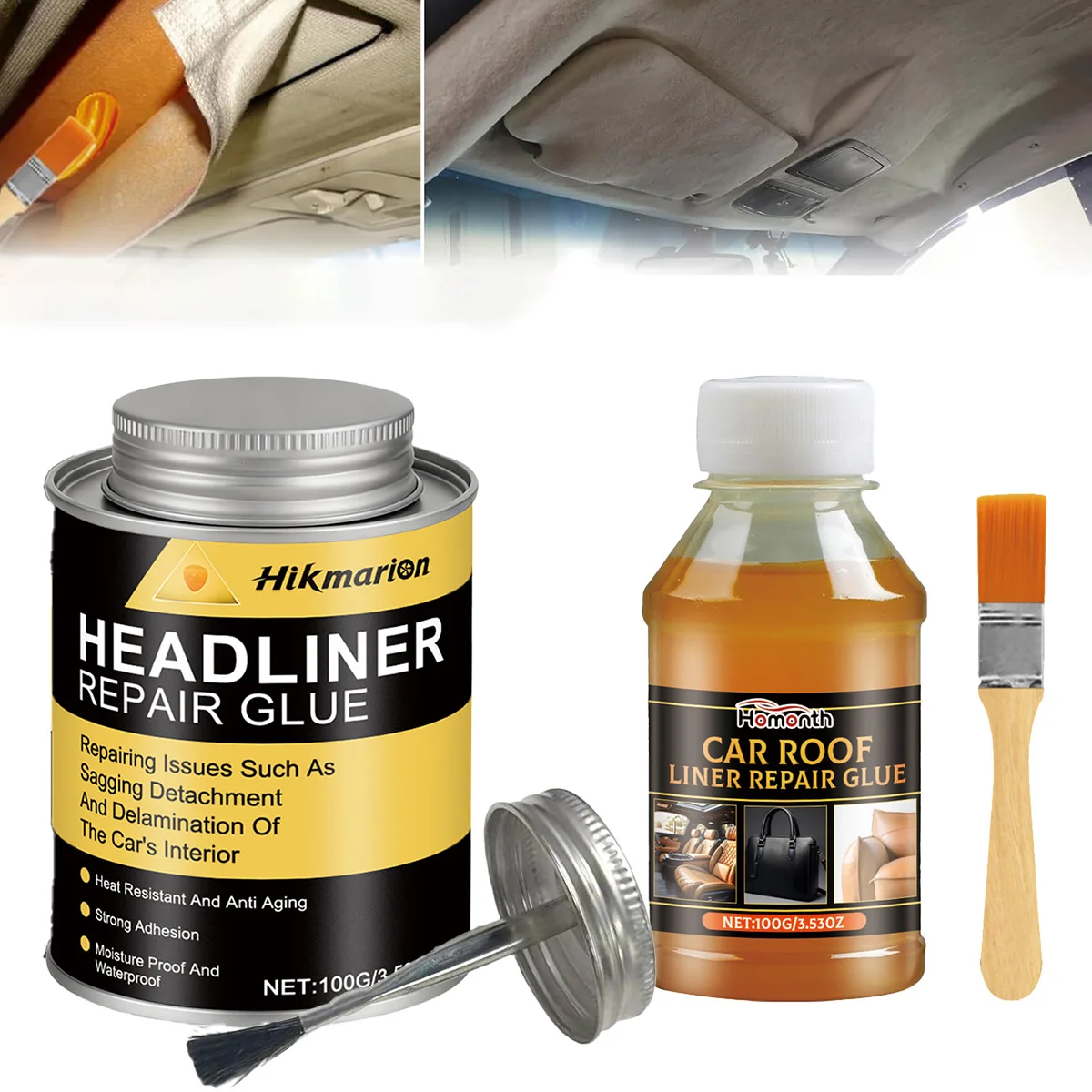 Cola para Reparo de Forro de Teto 100ml, Adesivo de Forte Adesão para Reparo Rápido de Forro de Teto, Cola para Tecido de Teto de Carro, Cola para Estofamento Automotivo