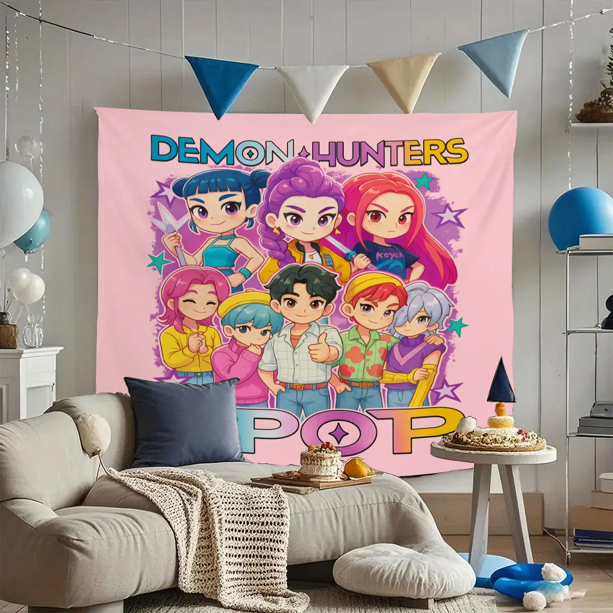 

1 шт., K-Pop, охотники на демонов, гобелен с принтом, разные размеры, украшение для гостиной, стены, фон, ткань, можно стирать в машине, космический кулон