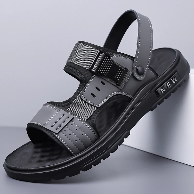 Daily Leisure Men Outdoor Slippers Modern Minimalist Shape Shock Absorbing Elastic Base Light Portable Footwear For Seaside Walk