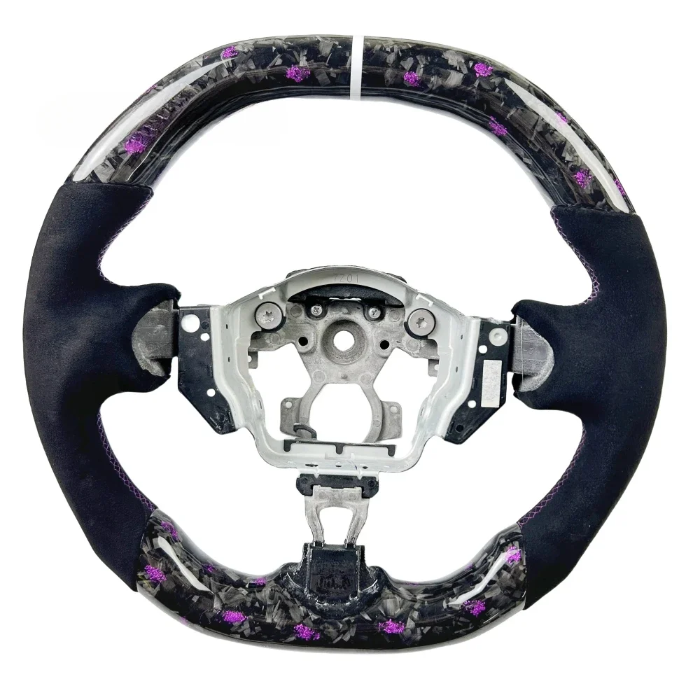 

custom flat bottom purple forged carbon fiber steering wheel for 370Z FX35 Alca.nt，ara custom