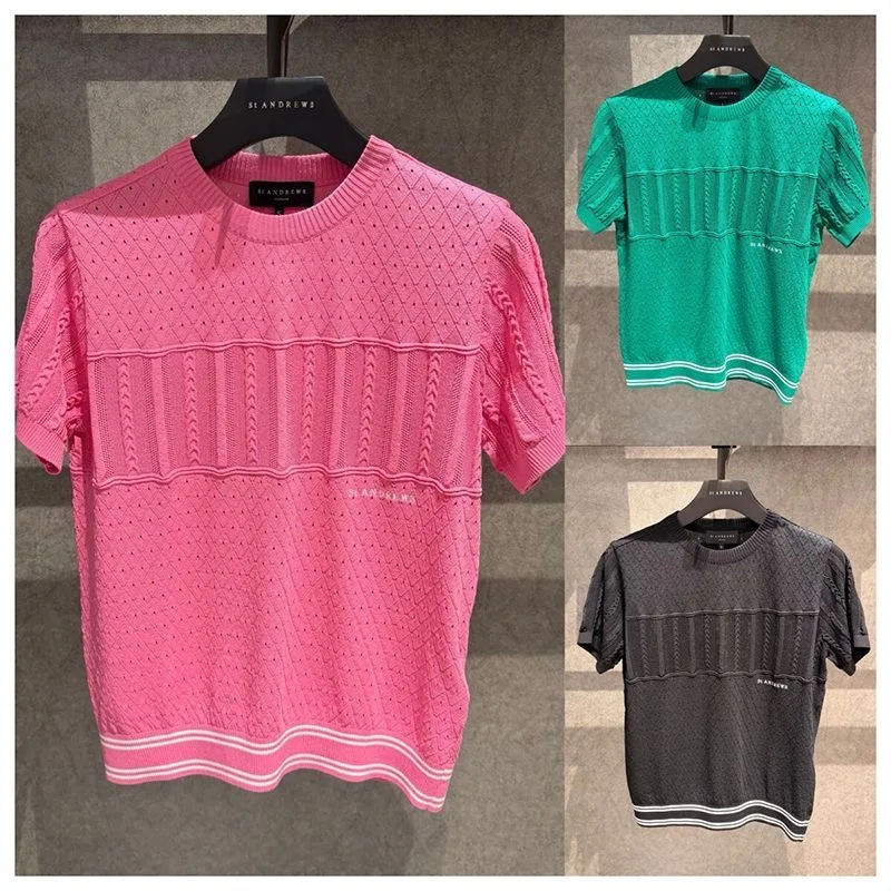 St ANDREWS Ladies Golf Crew Neck Long Sleeve Knit Pullover Full Monogram Jacquard Pattern Warm Casual Sports Sweater