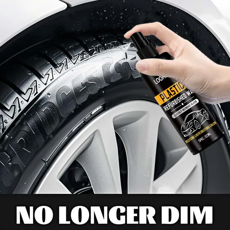 Car Tire Plastic Refurbished Wax Spray Blackening Shine Agent Auto Rubber Trim Restorer Anti-Aging