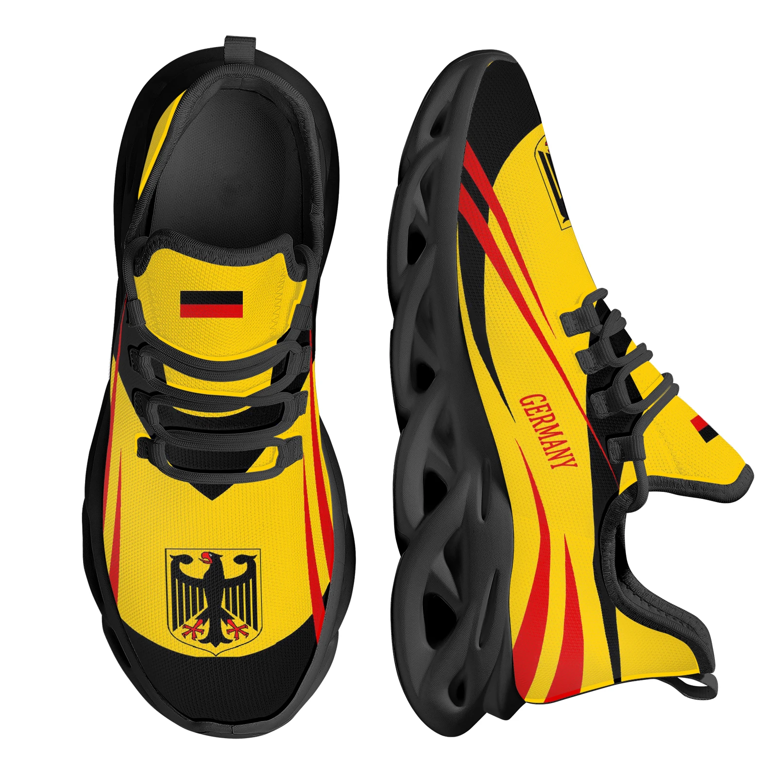 INSTANTARTS Trendy German Flag National Emblem Printing Lightweight Breathable Outdoor Sneakers Walking Shoes Knitting Thread