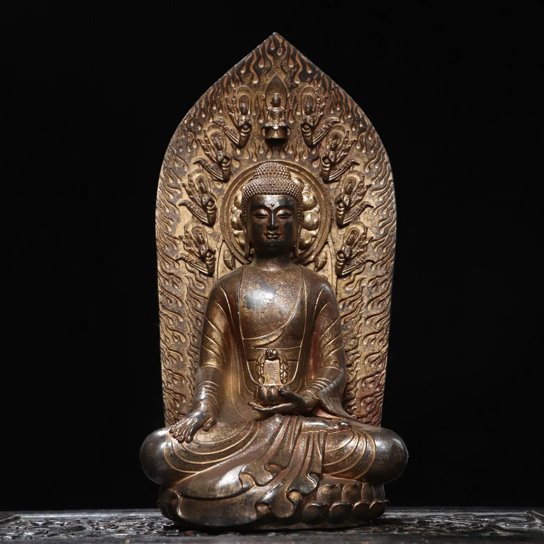 Bronze Cinnabar Gilded Northern Wei Buddha Amitabha Buddha Shakyamuni sitting Buddha Backlit Lotus Buddha Terrace Worship Hall