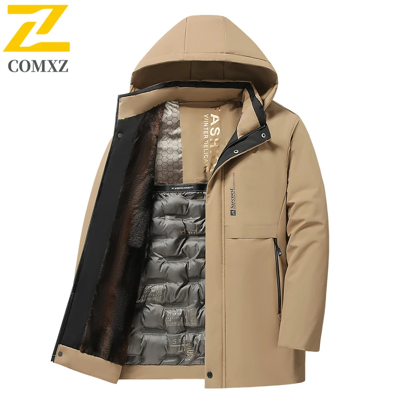 

​Men Graphene Heated Cotton Padded Jacket Thickened Winter Warm Outerwear Detachable Hood American Style Casual Outdoor Wear​