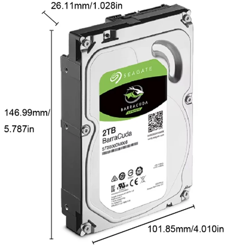 Seagate 2TB Disco Rigido HDD Desktop Interno HD 2000GB Disco Rigido 7200RPM 256M Cache 3.5" 6 Gb/s Cache SATA III per PC Computer