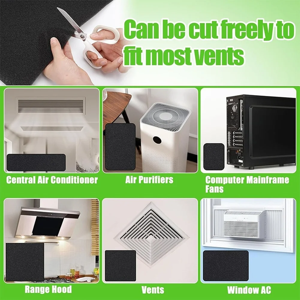 Reusable Cut to Size Activated Carbon Air Pad for Window Conditioners Air Purifiers and for fan Vents 400x1500x6mm