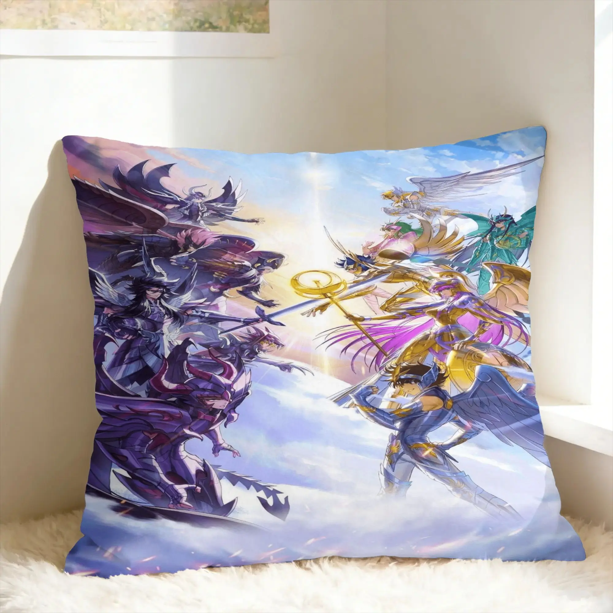 The Knights Pillow Case Saint Seiya Print Pillow Cover Retro Trendy Cushion Cover For Sofa Home Decor