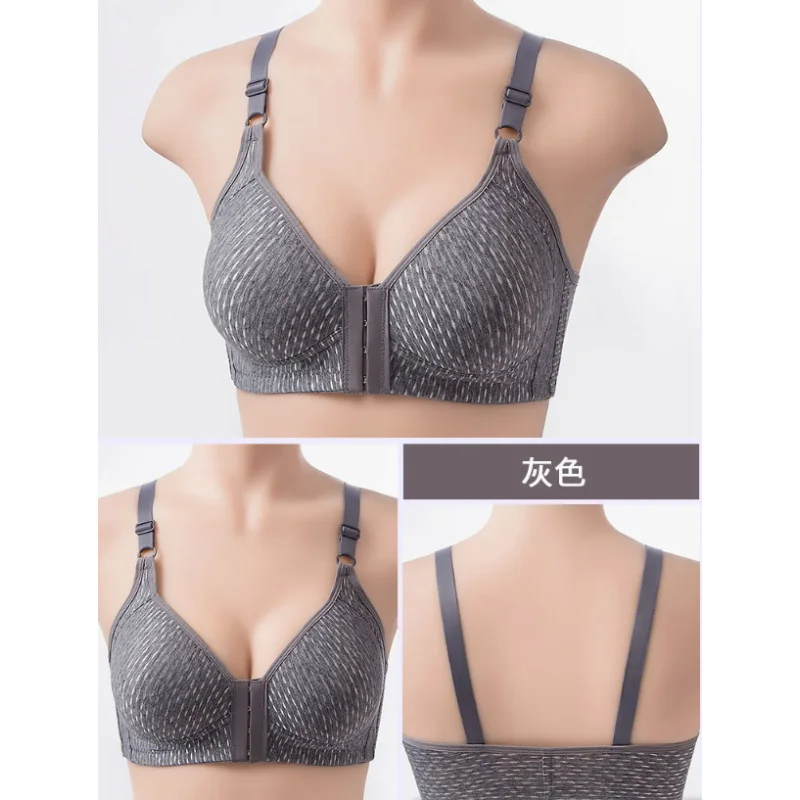 Plus-size button-down bra Women's thin, underwire push-up, comfortable and breathable traditional full-cup bra